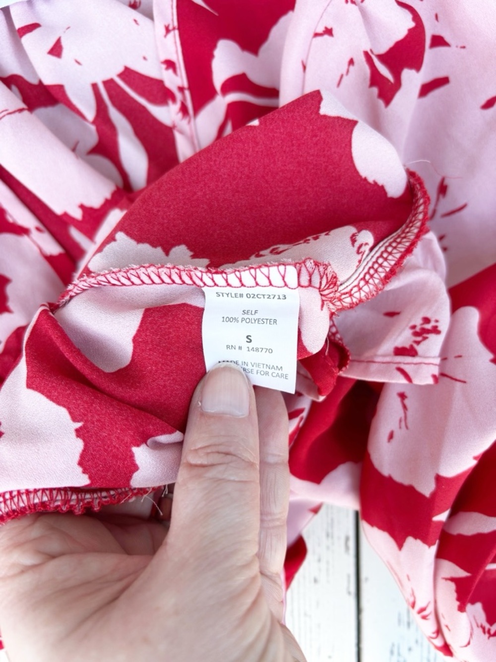 Sienna Sky Red Pink Floral Blouse Small Tie Front Peplum Lightweight Boho - Picture 8 of 9